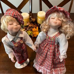 Set of 2 Bisque Porcelain Doll